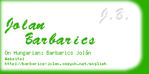 jolan barbarics business card