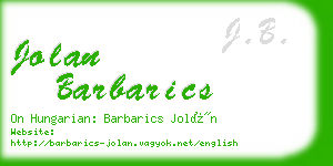 jolan barbarics business card